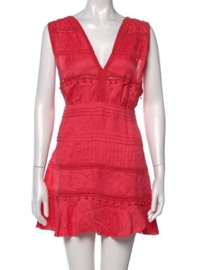 IRO V-Neck Mini Dress with Textured Trim